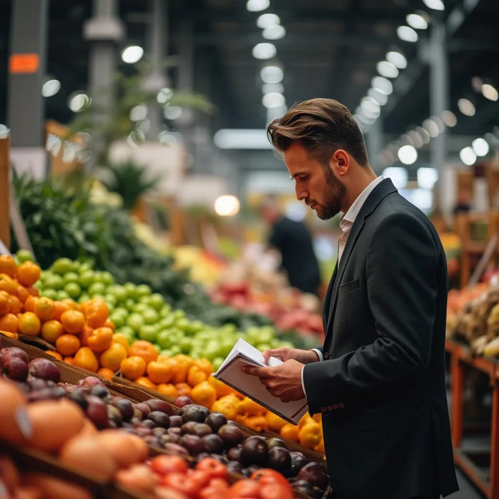 Imagen histórica de un mercado argentino o campo de cultivo